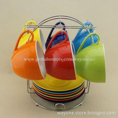 220cc Tea Cup and Saucer Set, Green Color Glazed, Ideal for Gifts and Promotional Purpose